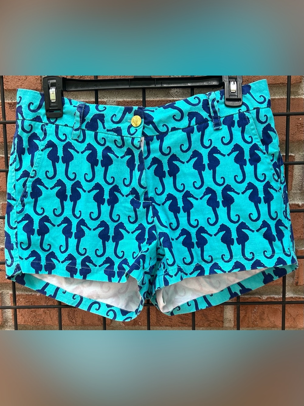 Women's Turquoise Seahorse Print Shorts